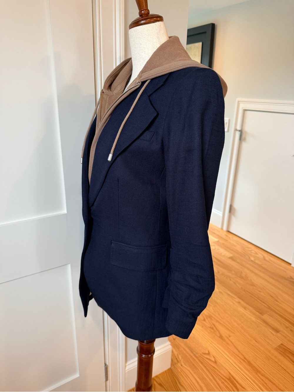 Veronica Beard Battista Navy Single-Button Tailored Dickey Blazer - Picture 8 of 16